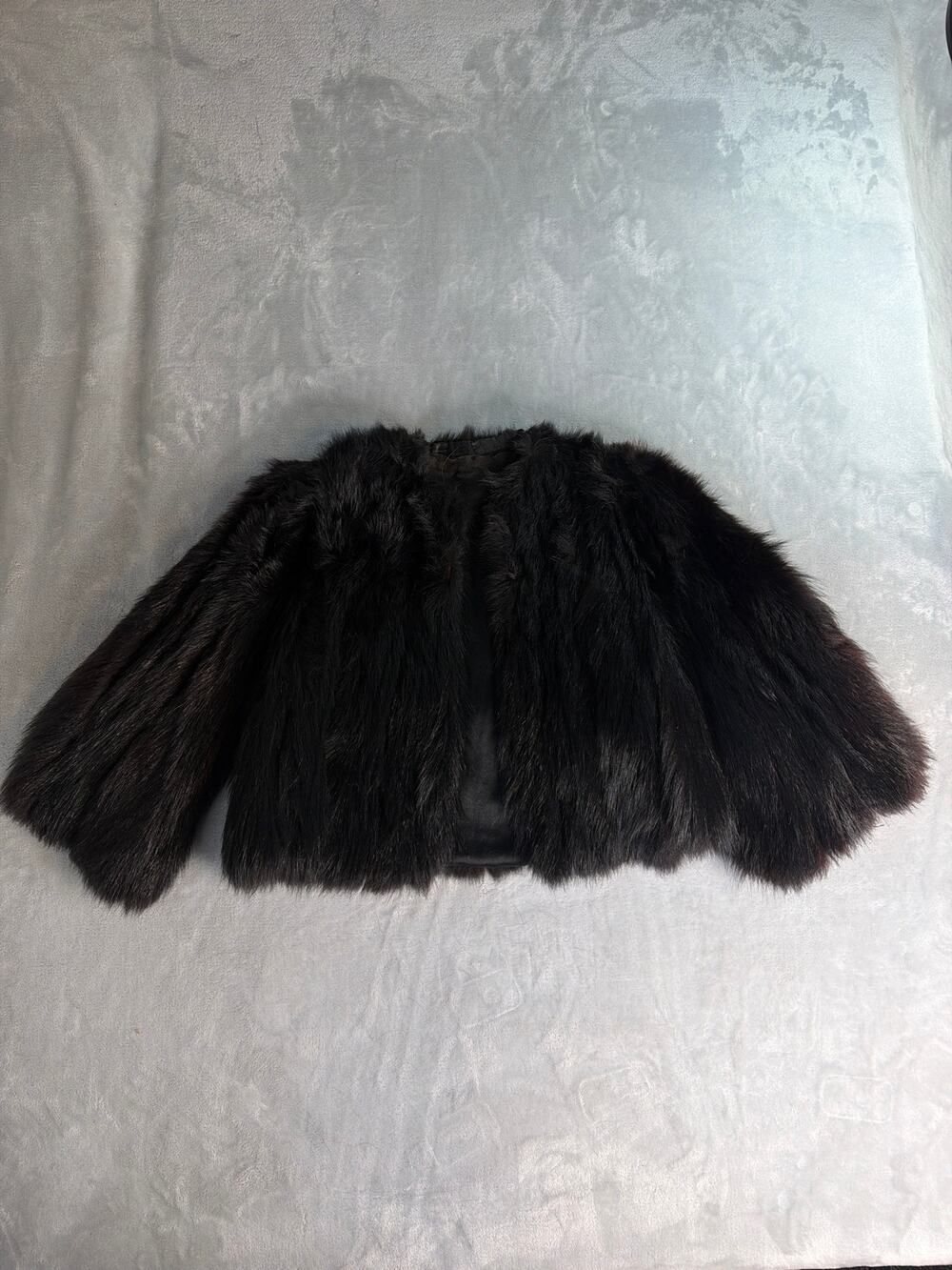 Vintage black fur cropped jacket small